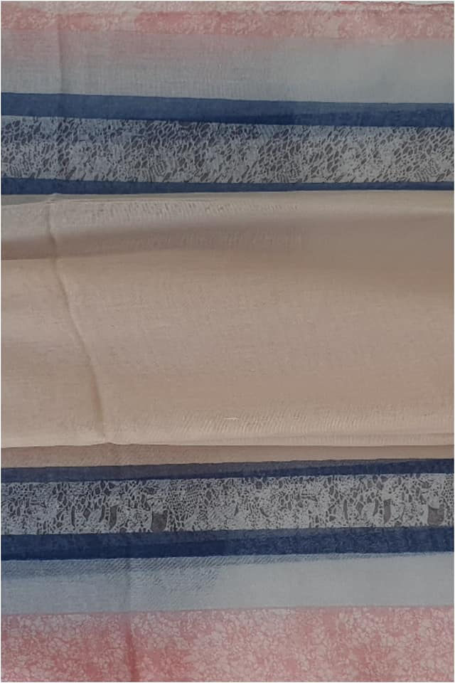 Pashmina estampada franjas rosa azul