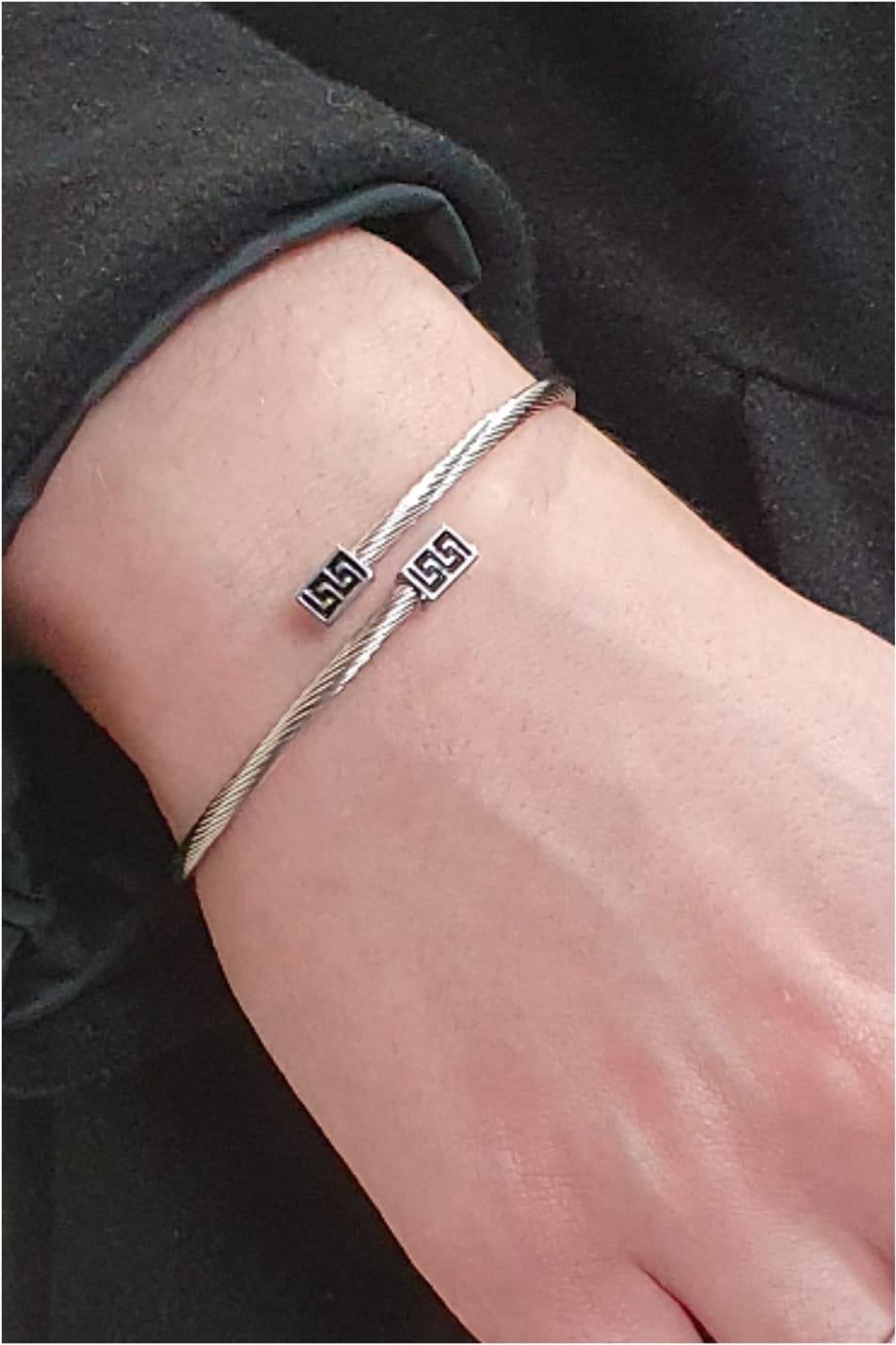 Conjunto acero mujer pulsera y anillo ajustable