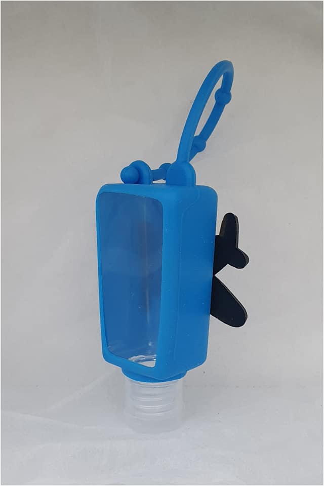 PORTA GEL INFANTIL AVIÓN AZUL