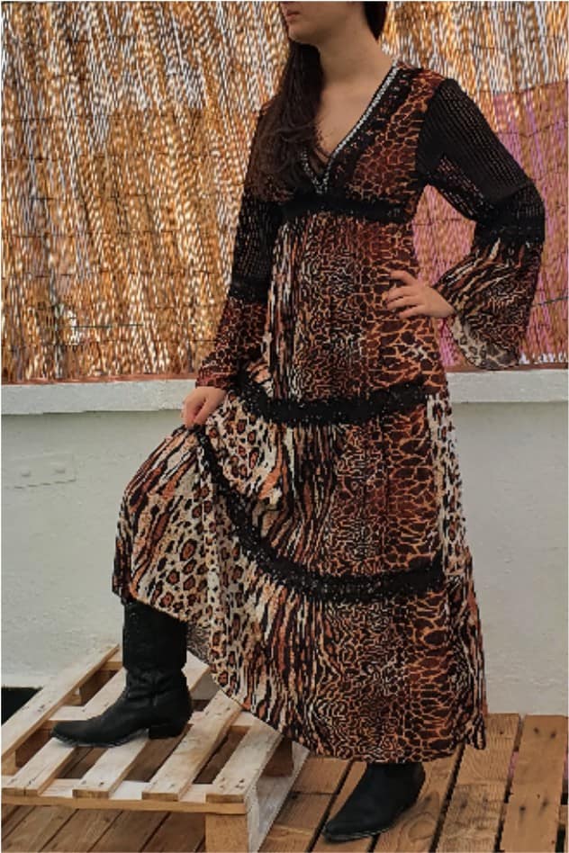 Vestido largo mujer bohemio animal print