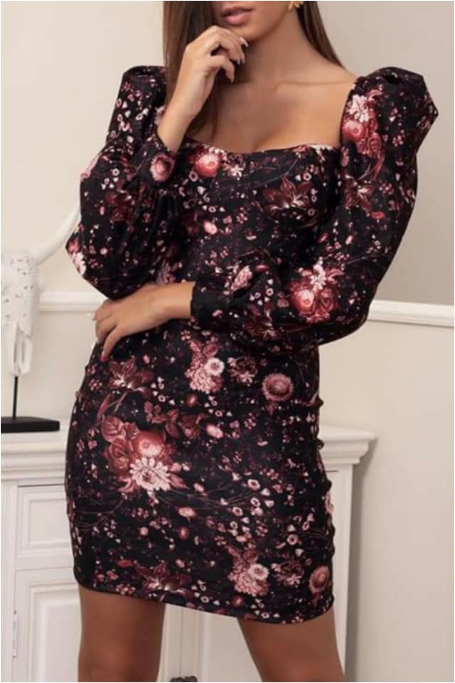 Vestido mujer mangas abullonadas