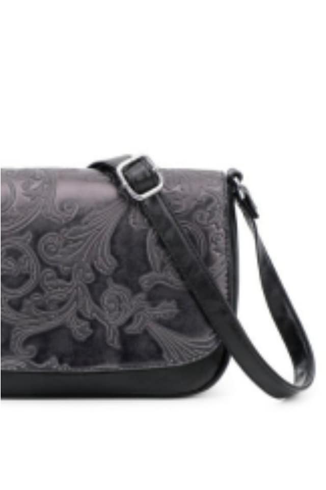 BOLSO BANDOLERA MUJER TEXTURA NEGRO