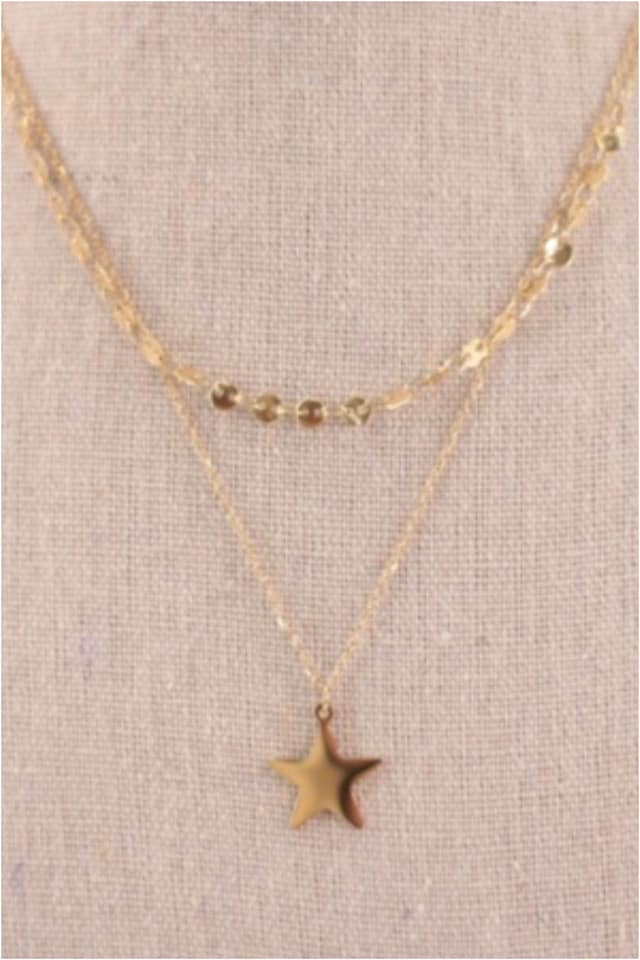 COLLAR MUJER DOBLE ACERO DORADO ESTRELLA