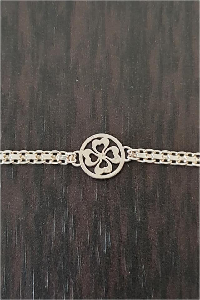 Pulsera Trébol de plata de ley rodiada