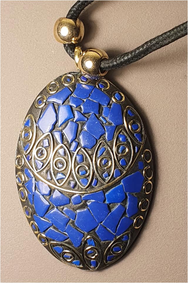 COLGANTE MUJER OVAL AZUL