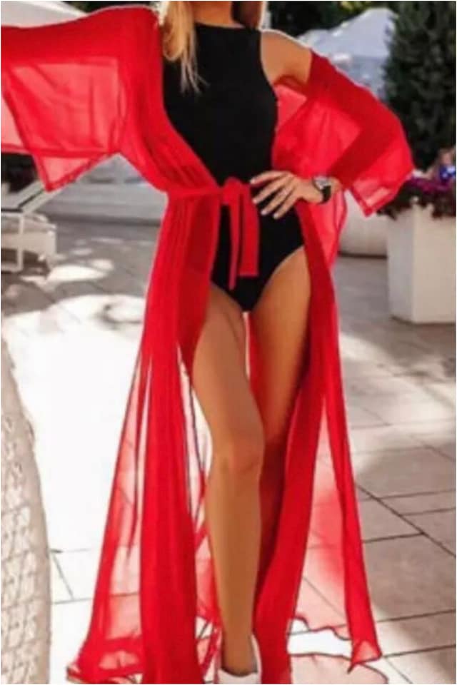 Kimono mujer semitransparente largo - Imagen 3