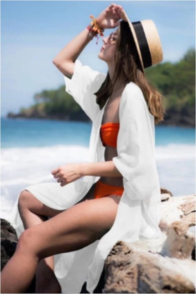 Kimono mujer semitransparente largo