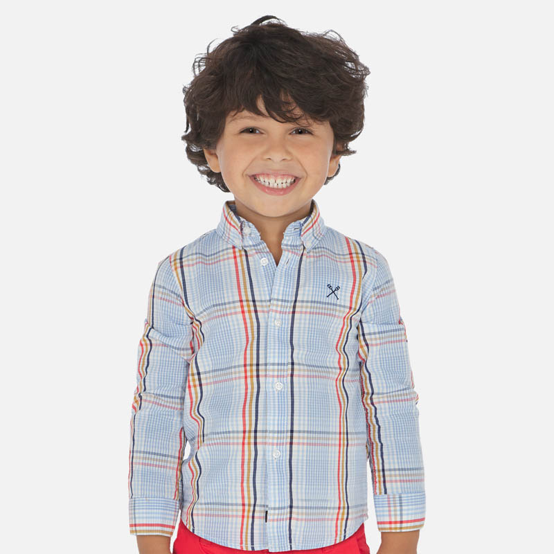 Camisa manga larga cuadros niño MODELO 3172 TALLA 2, 4,5  AÑOS