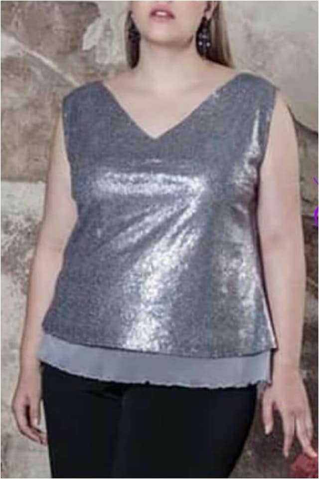 Top mujer lentejuelas plateadas