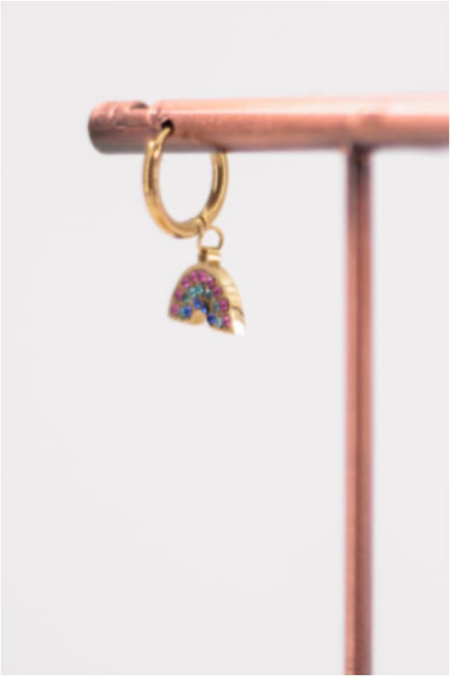 Pendientes mujer acero dorado arcoiris