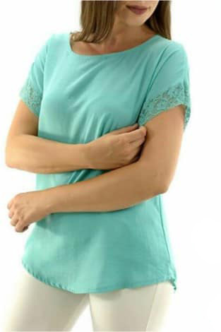 Blusa mujer con puntilla en mangas