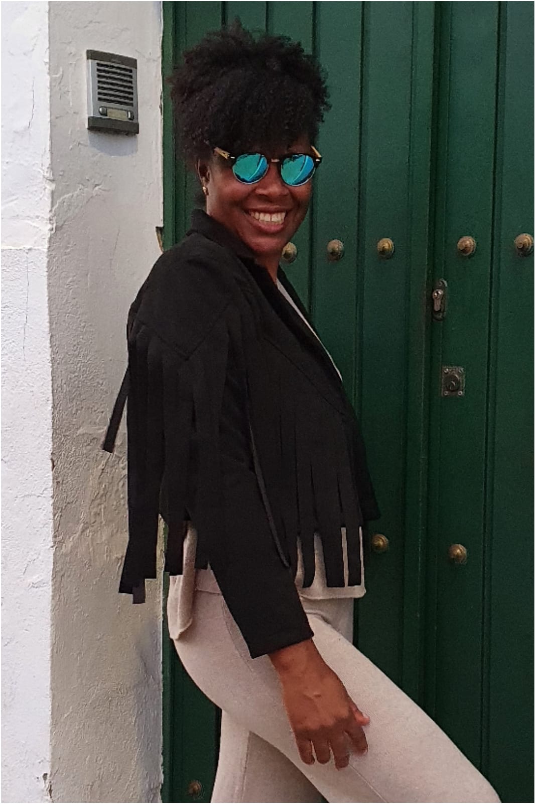 Chaqueta corta mujer antelina con flecos