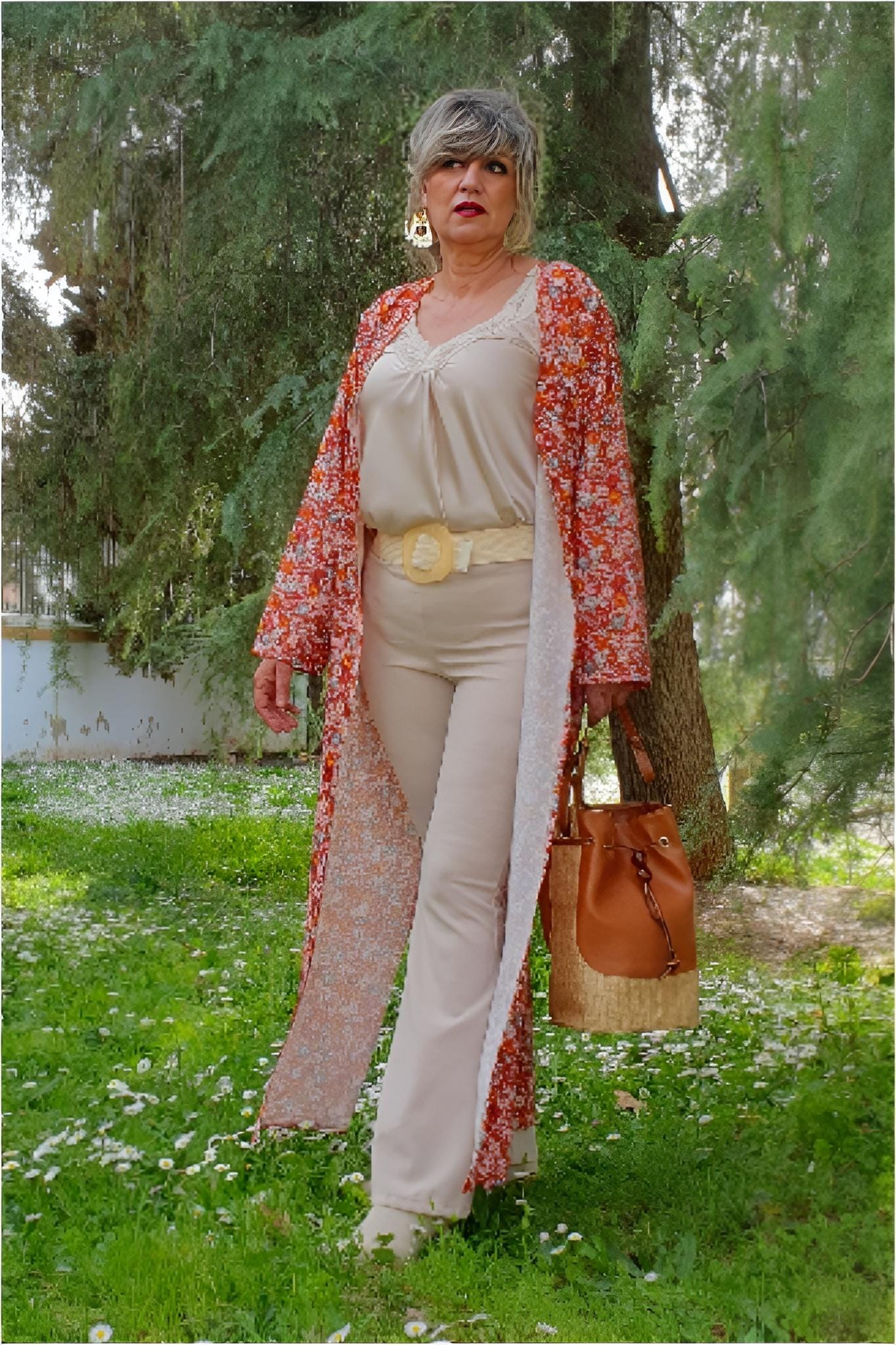 Kimono mujer estampado flores
