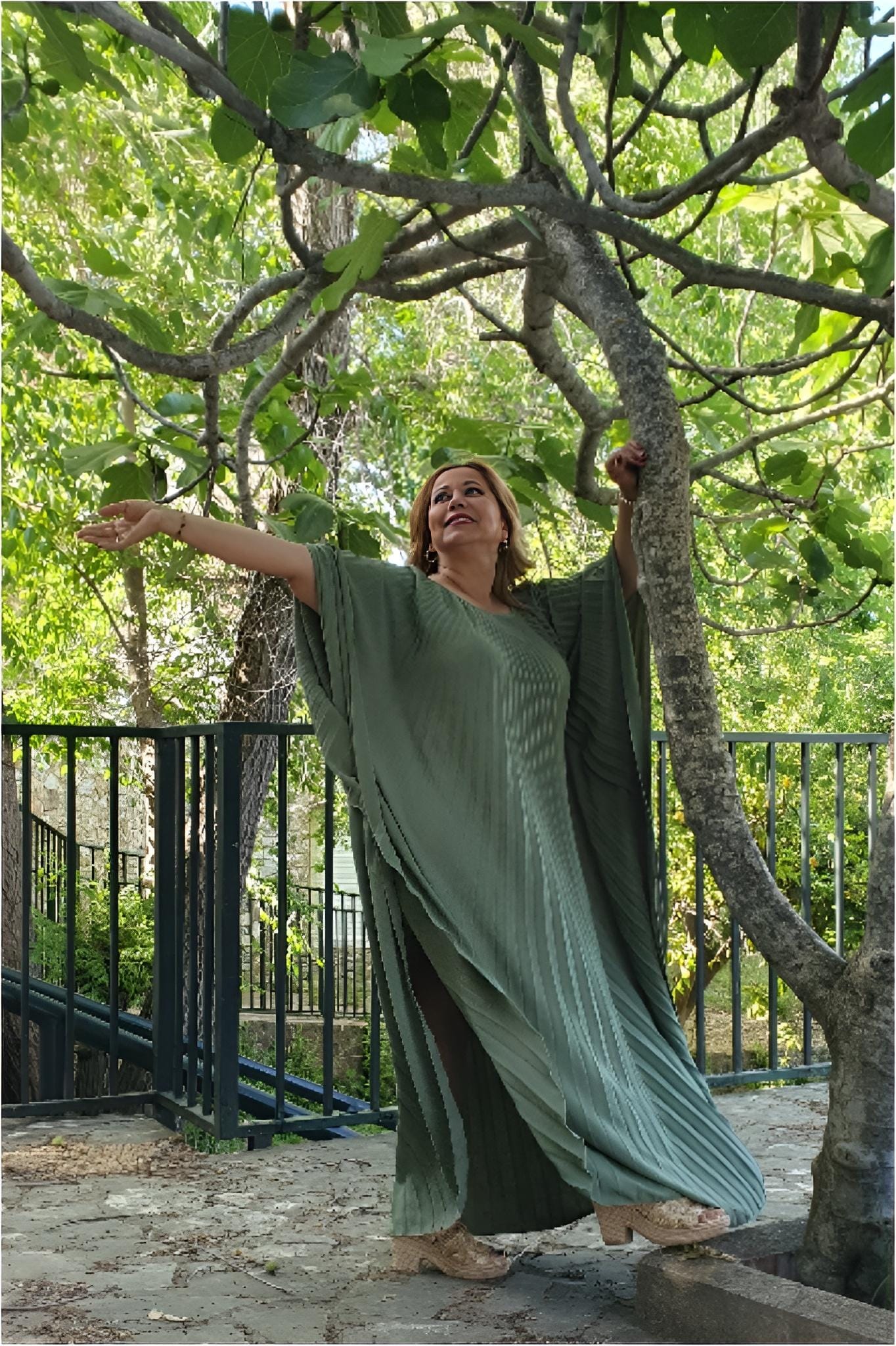 Vestido largo mujer plisado