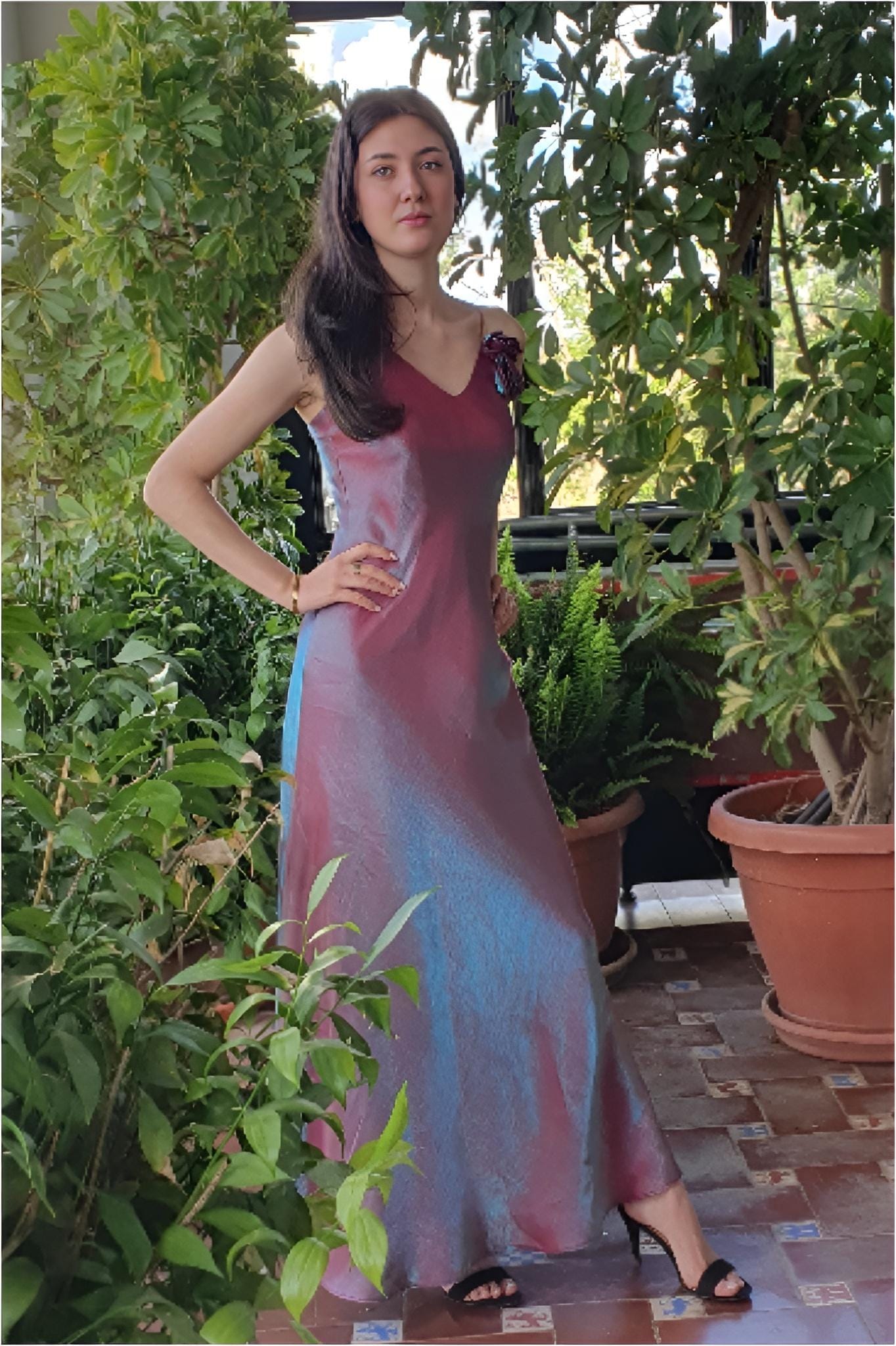 Vestido largo mujer tornasol