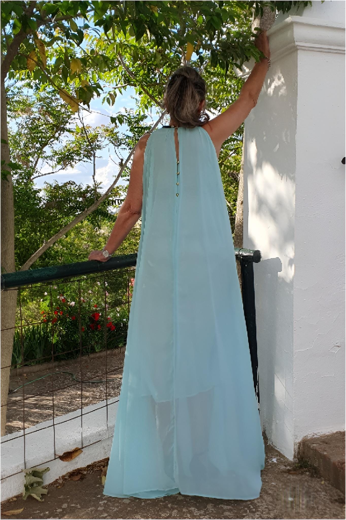 Vestido largo mujer vaporoso halter - Imagen 3