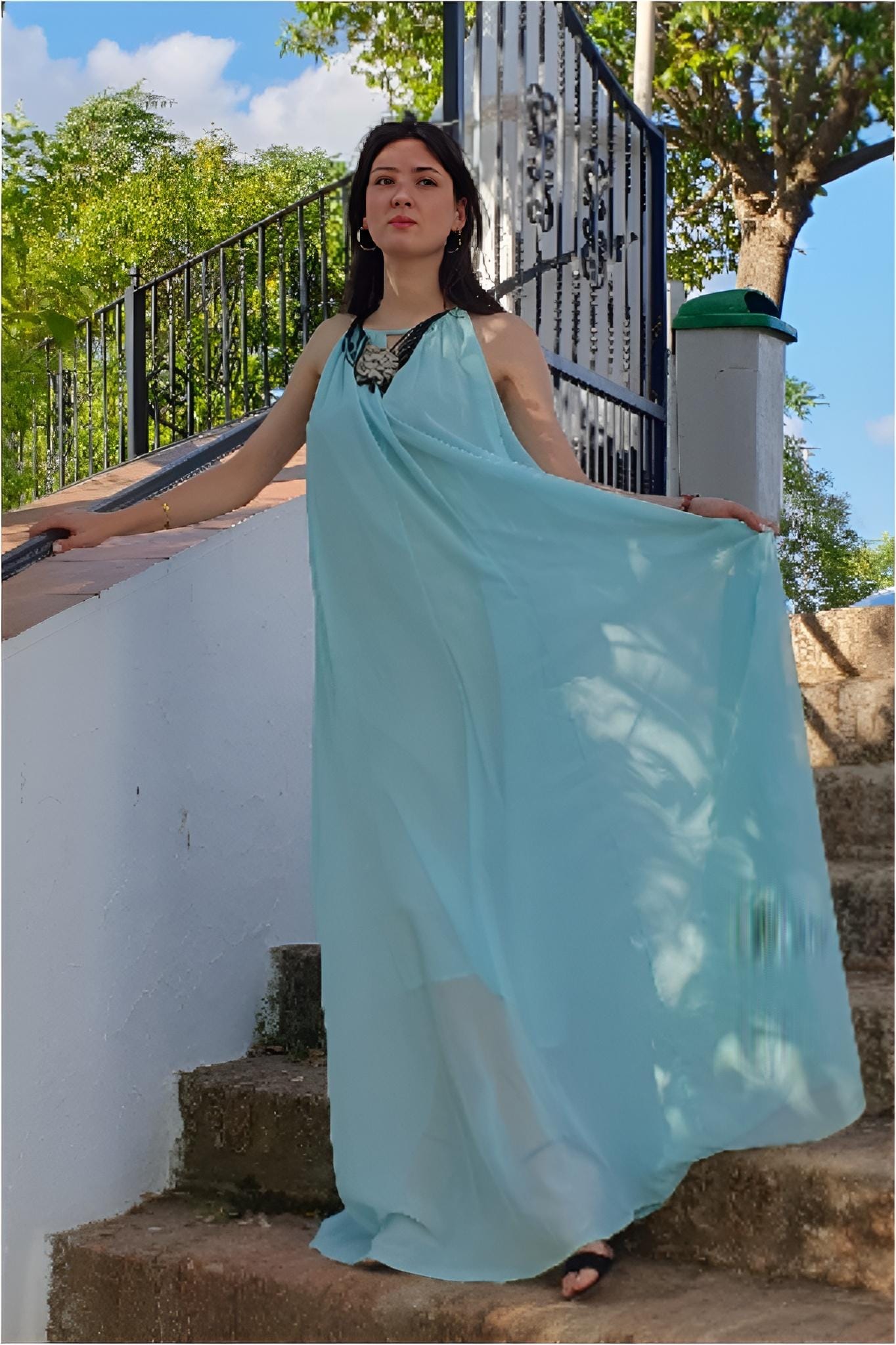 Vestido largo mujer vaporoso halter