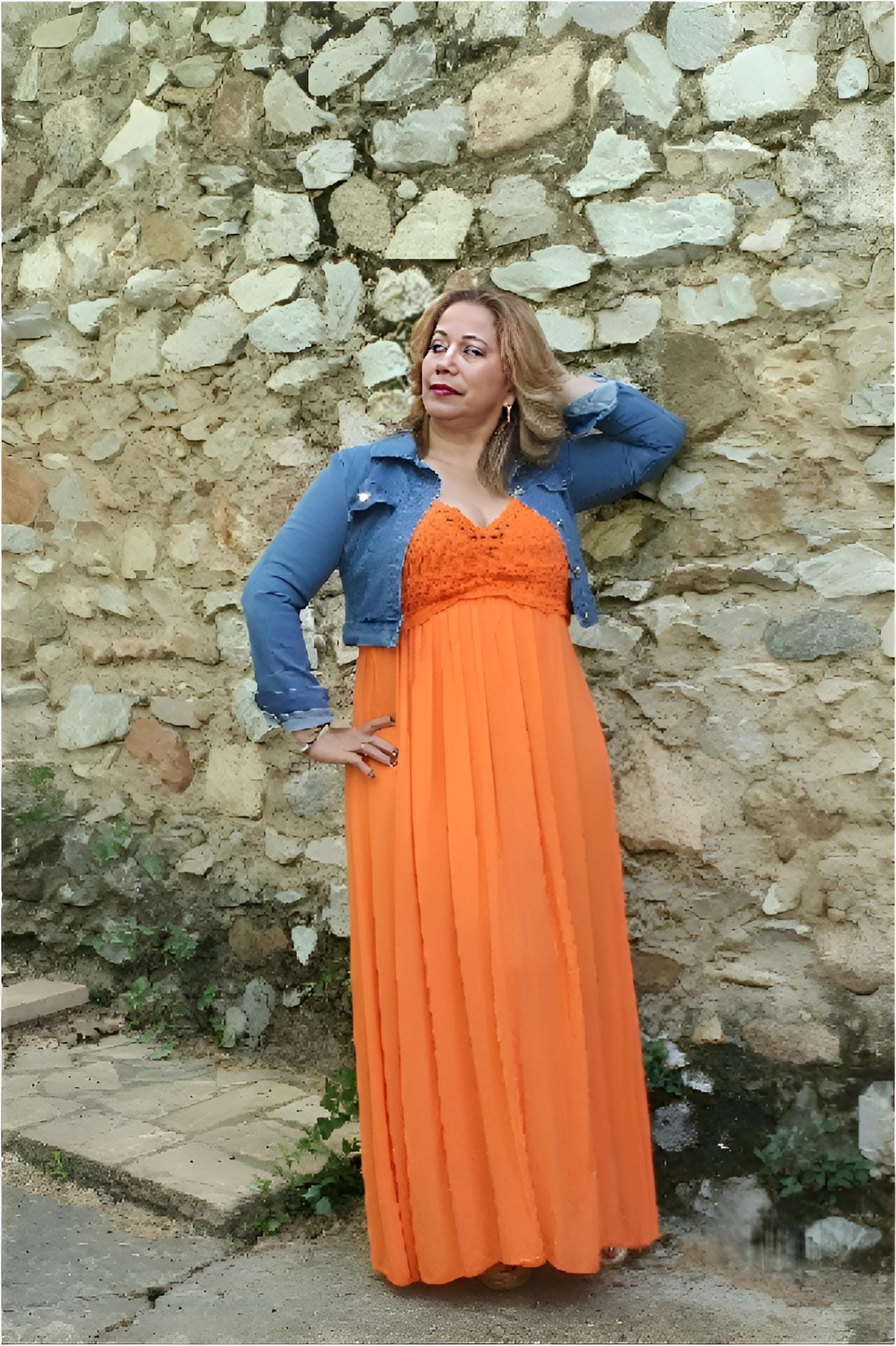 Vestido mujer largo cuerpo crochet