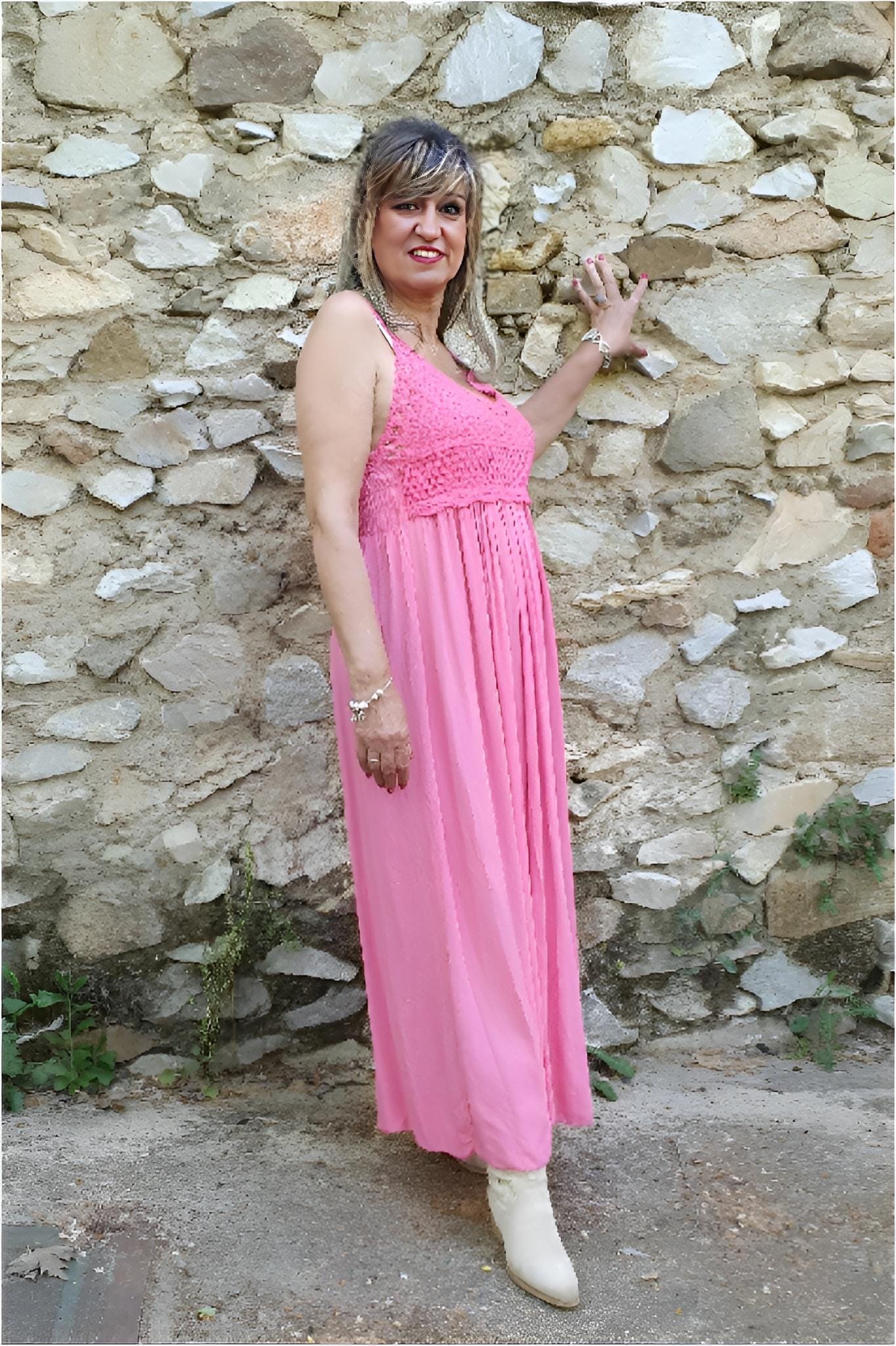 Vestido mujer largo cuerpo crochet - Imagen 6