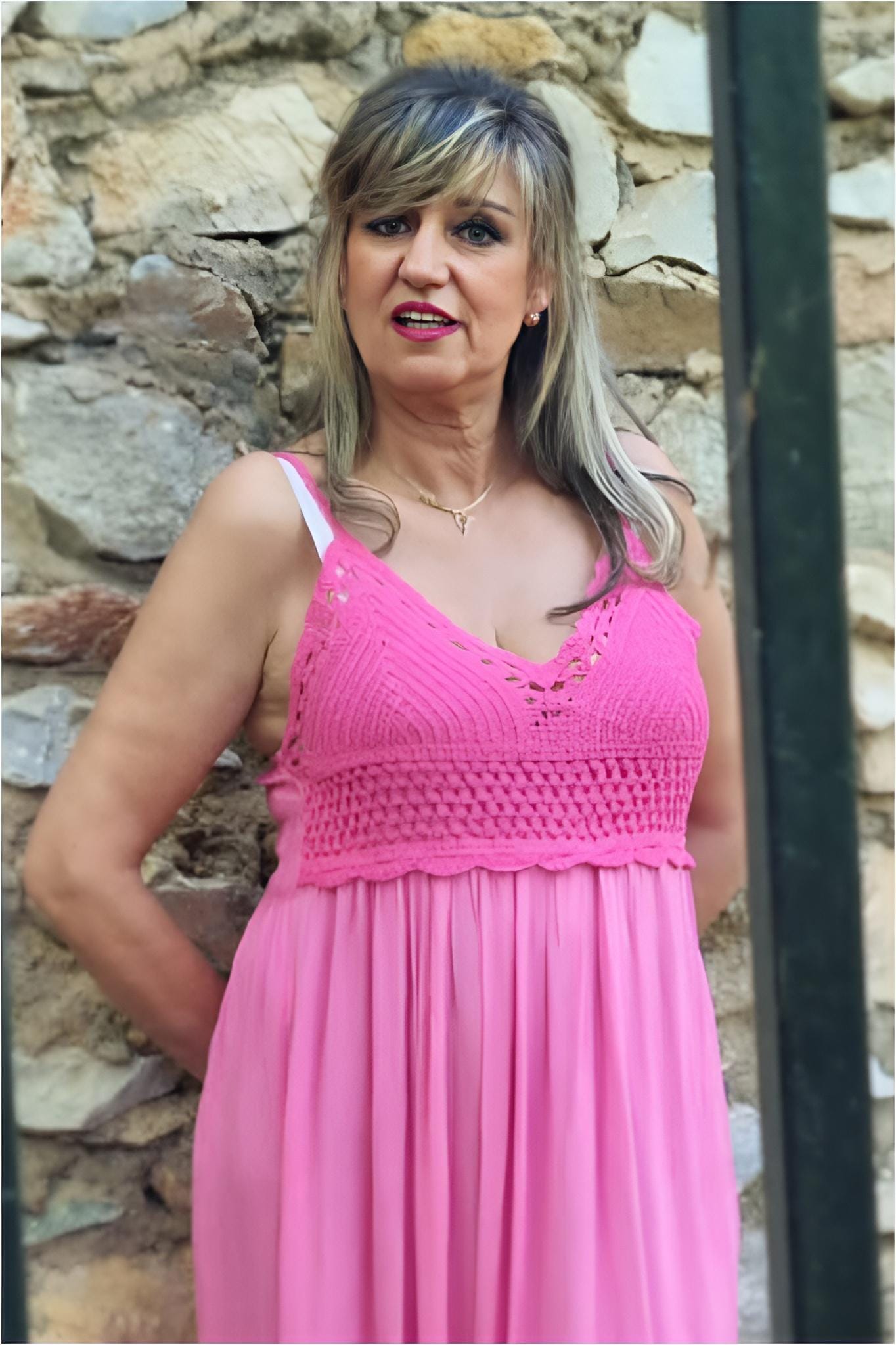 Vestido mujer largo cuerpo crochet