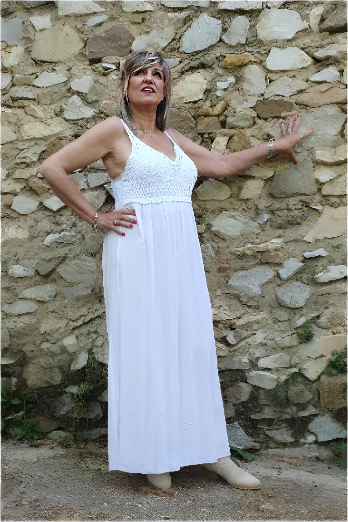 Vestido mujer largo cuerpo crochet - Imagen 5