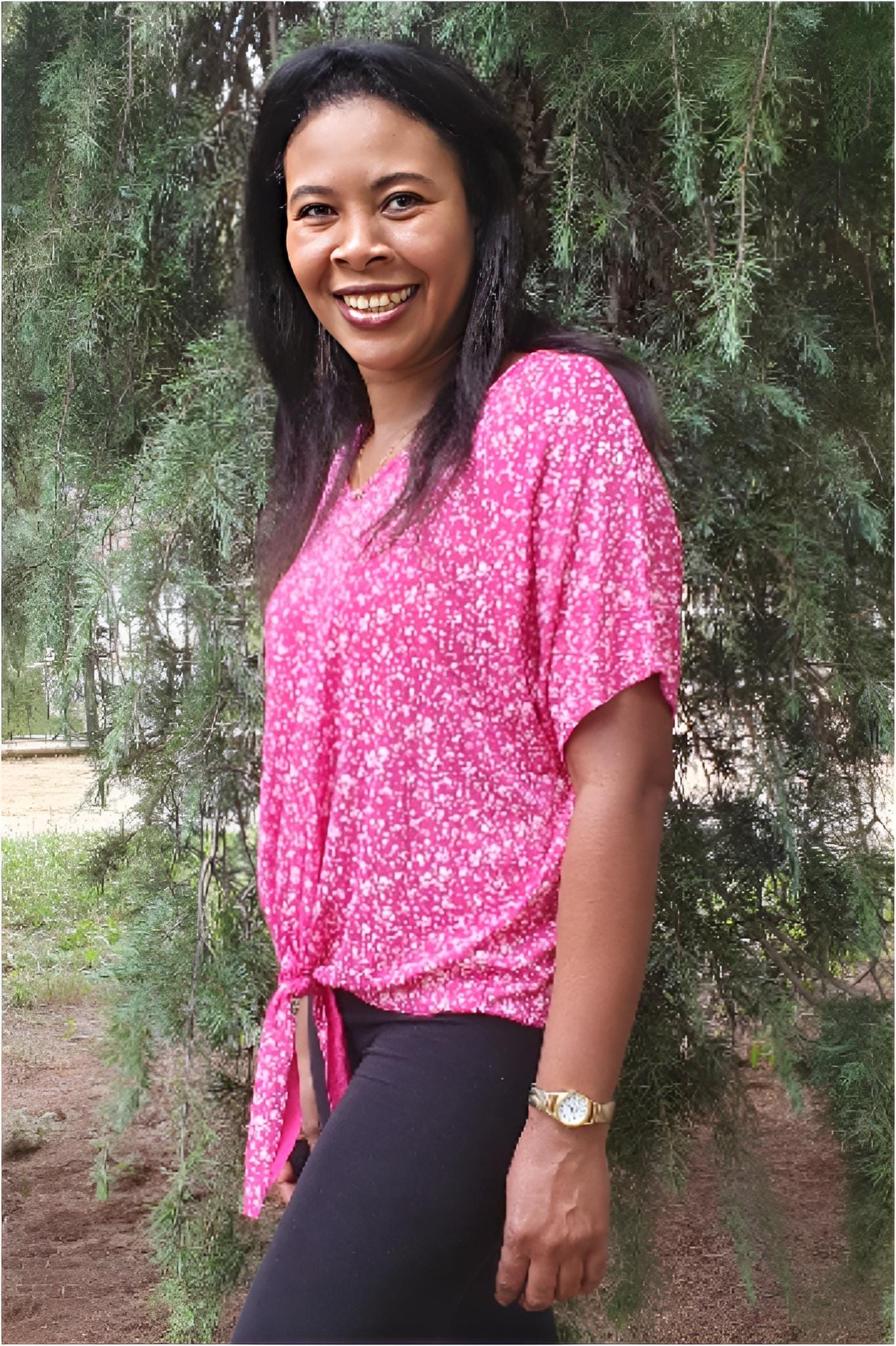 Blusa estampada mujer con nudo