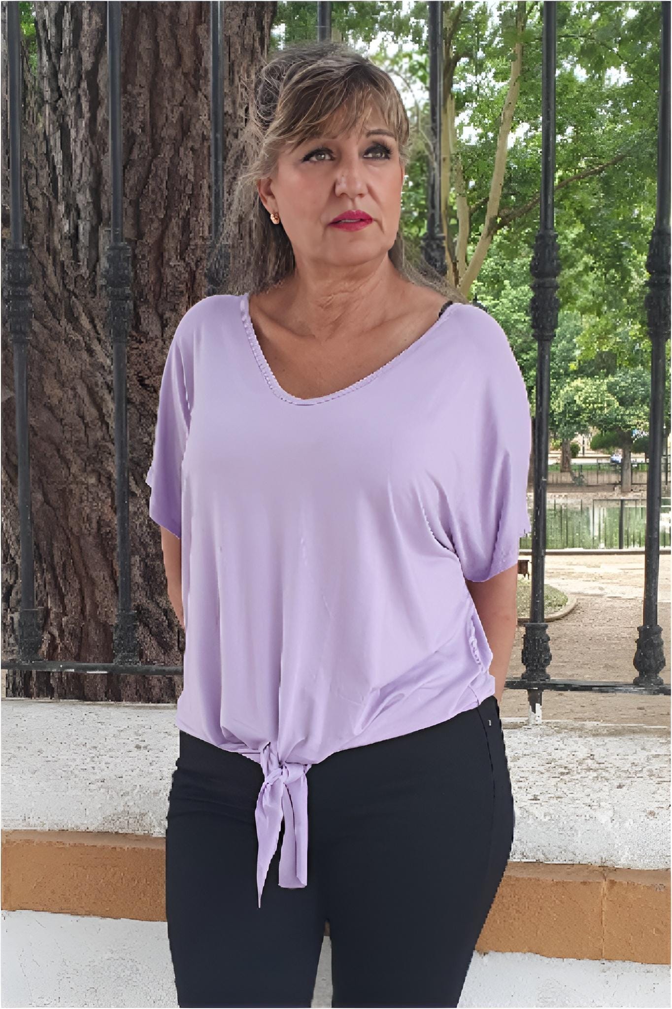 Blusa mujer viscosa con nudo