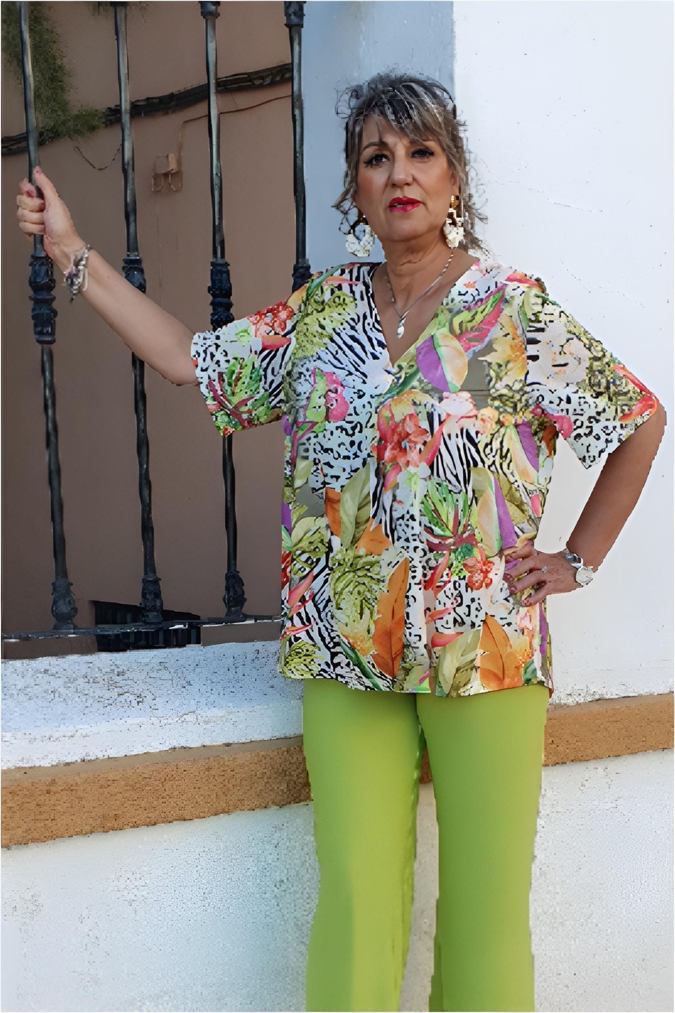 Blusa mujer talla grande punto frío - Imagen 3