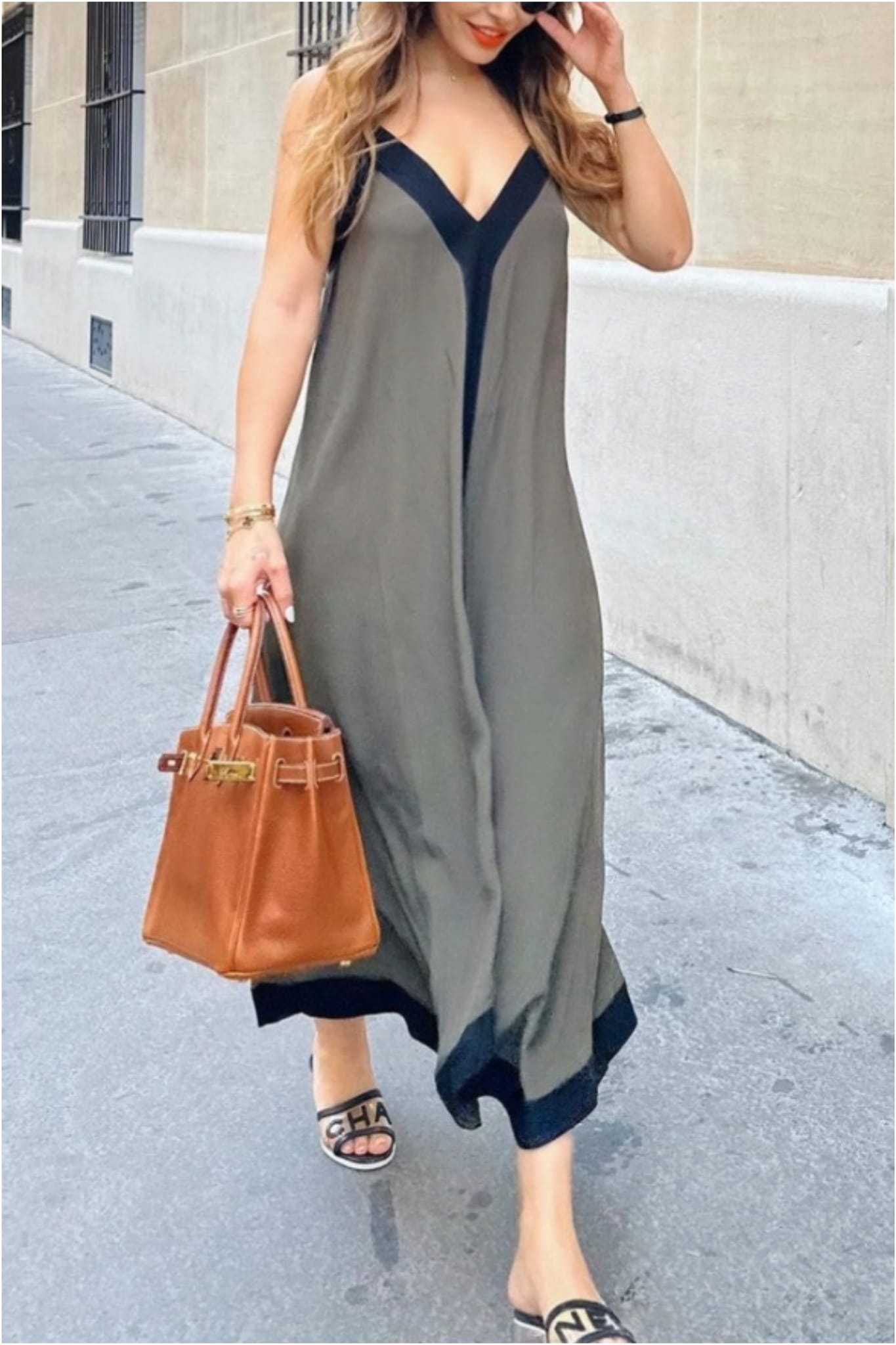 Vestido mujer largo bicolor