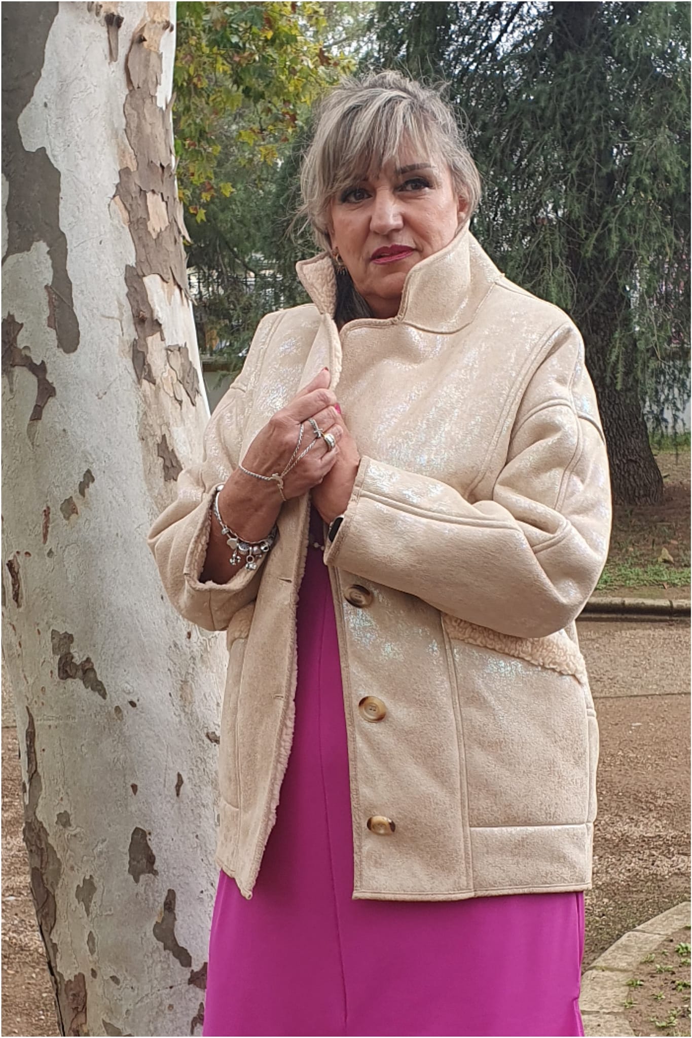 Chaqueta mujer brillo con borreguito