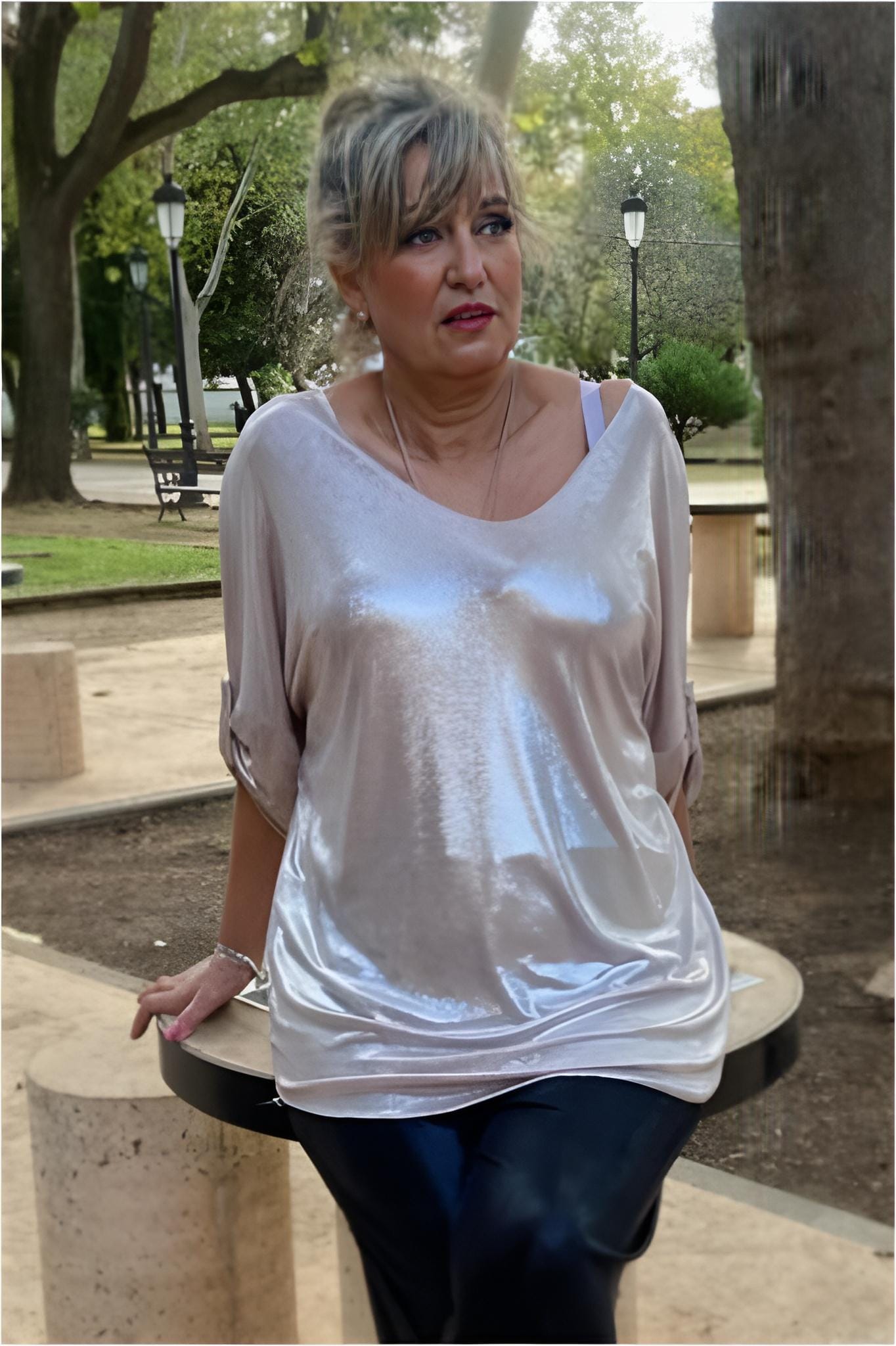 Blusa mujer brillo talla grande