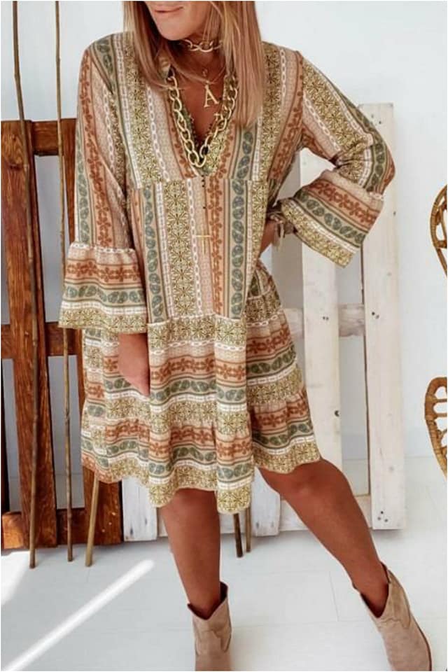Vestido mujer boho manga tres cuartos