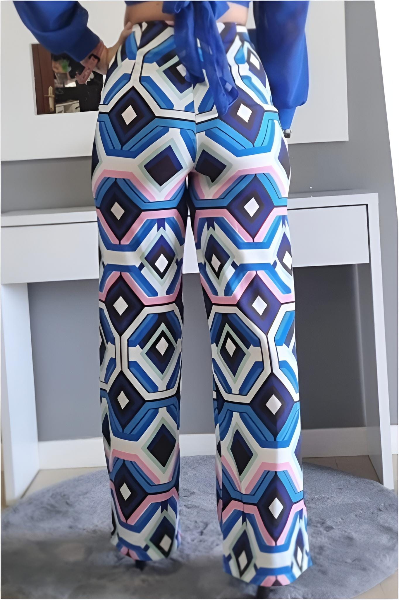 Pantalón mujer geométrico palazzo