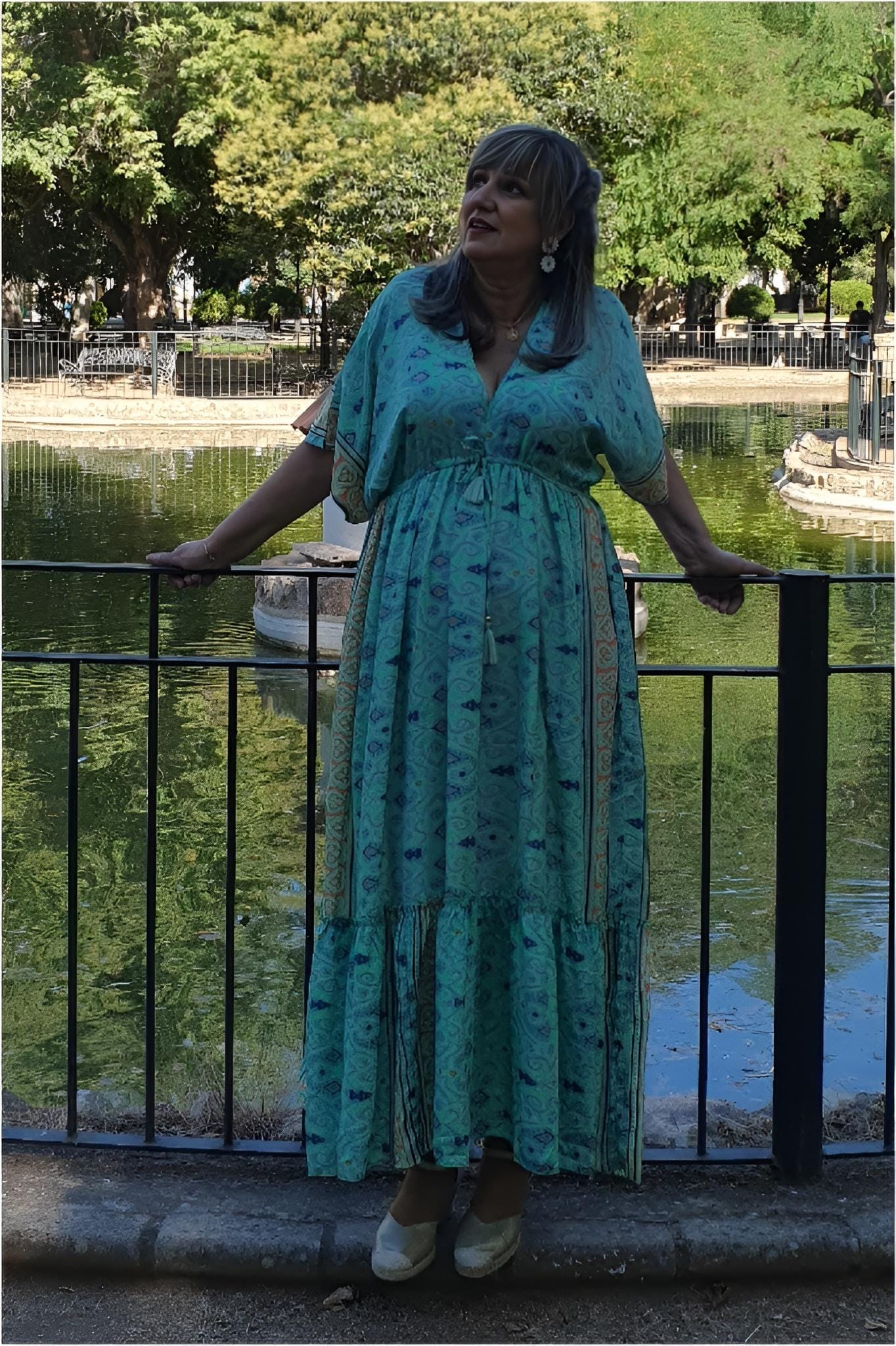 Vestido mujer seda largo estampado - Imagen 4