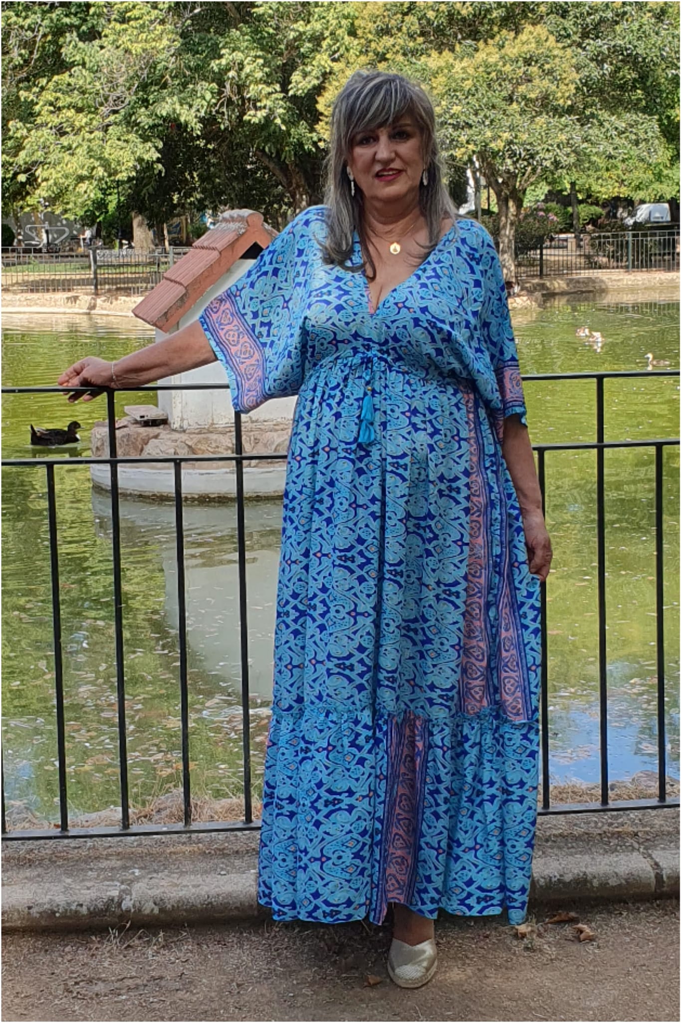 Vestido mujer seda largo estampado - Imagen 7