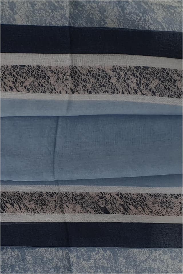 Pashmina estampada franjas azul negro