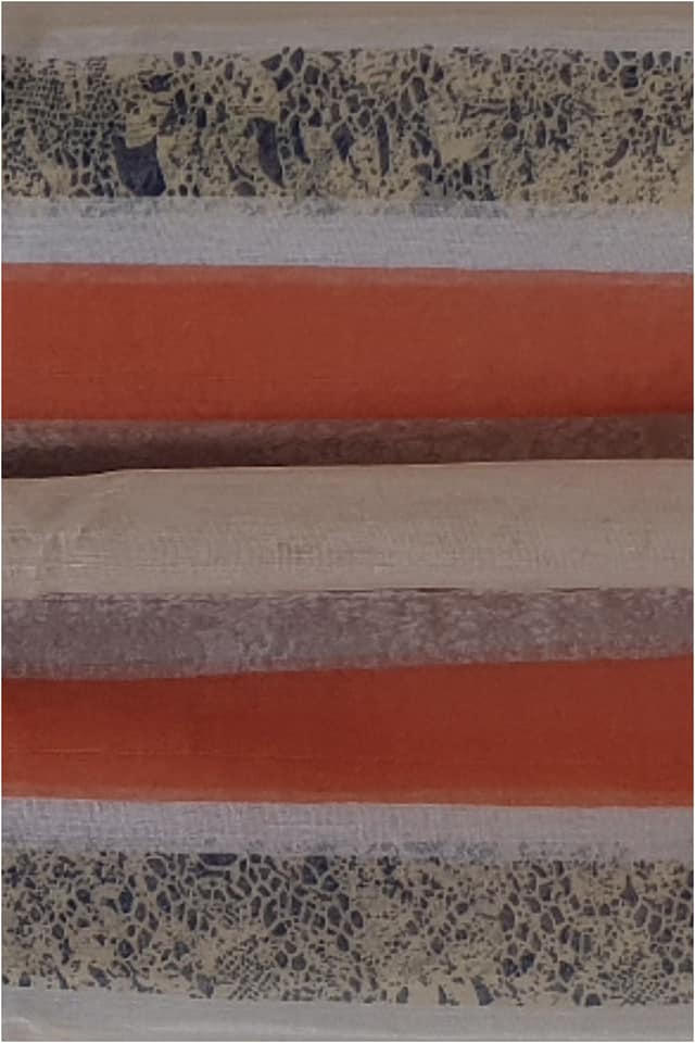 Pashmina estampada franjas camel coral