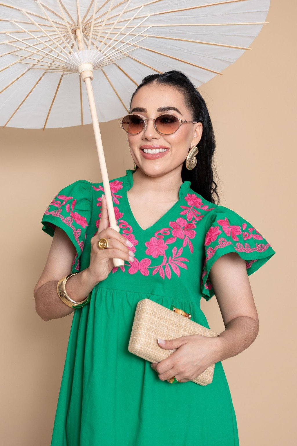 Midi Vestido Verde P07017 - Imagen 4