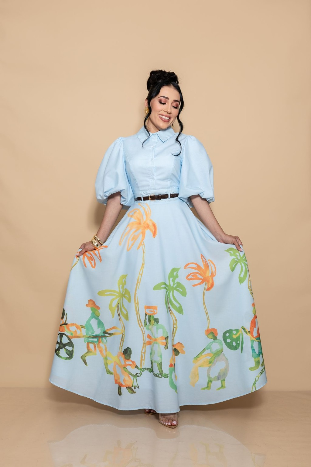 Vestido Celeste P07528 - Imagen 3