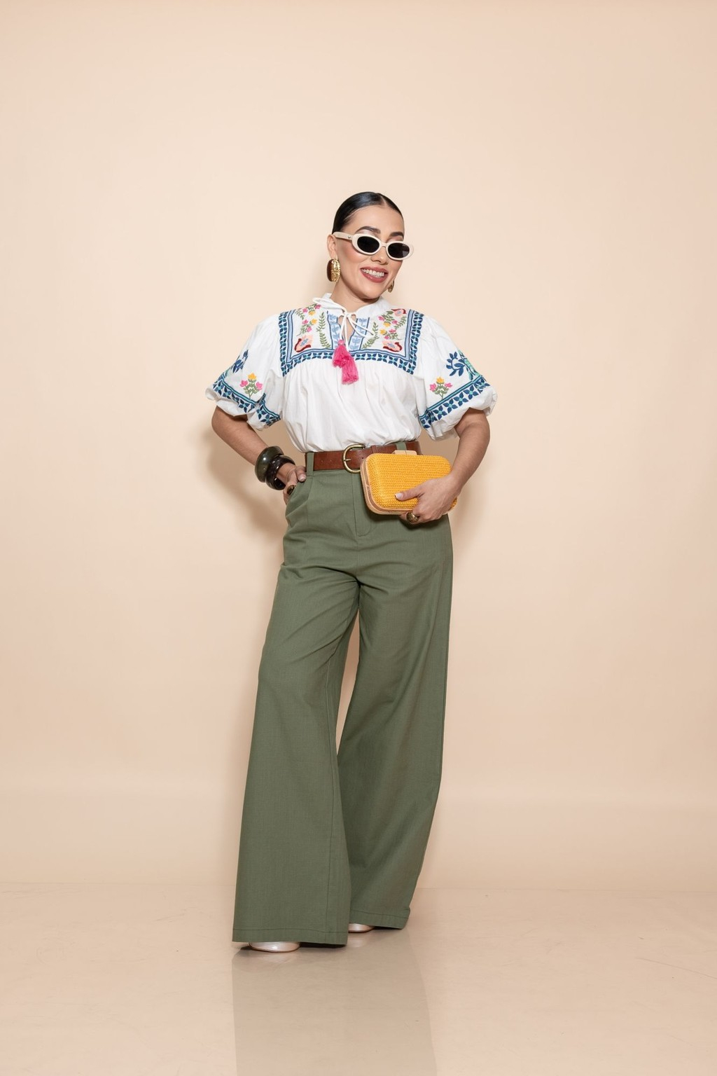 Blusa Blanca Floreado P05530