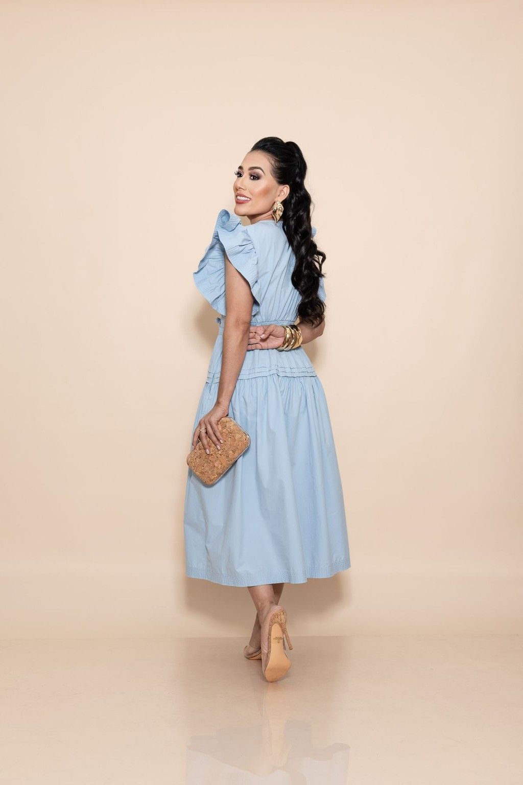 Vestido Celeste P07527 - Imagen 3