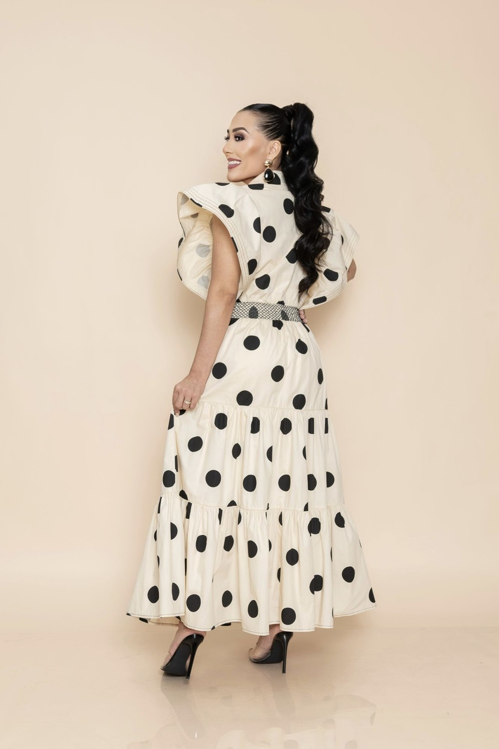 Midi Vestido Crema P06986 - Imagen 4