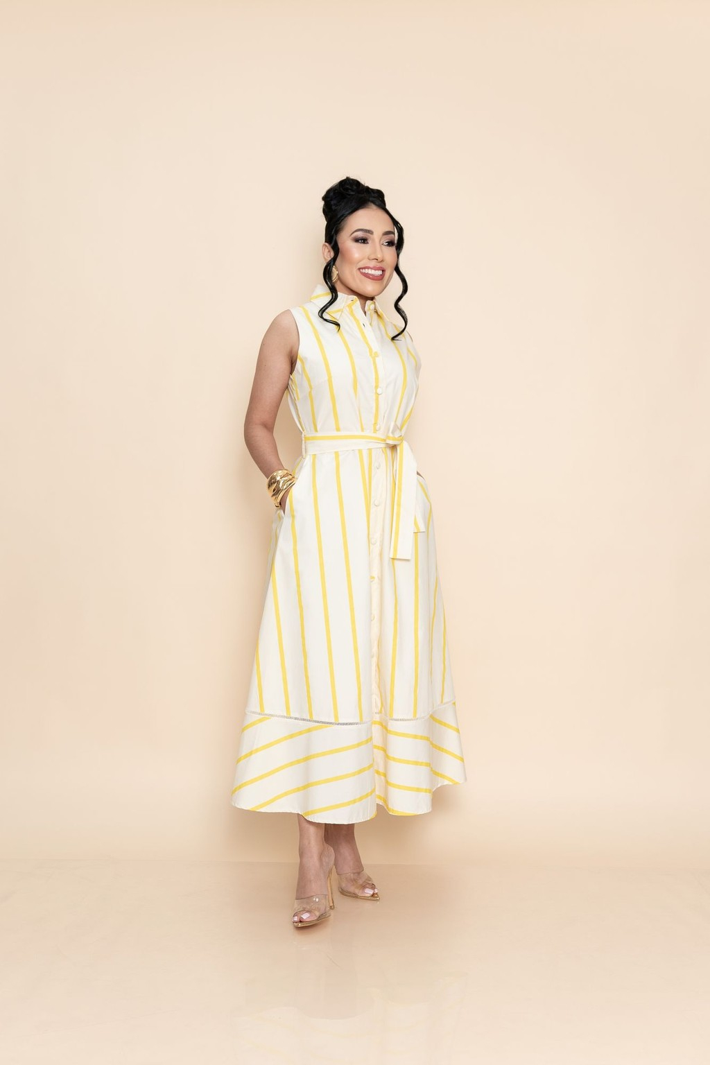 Vestido Amarillo P07502 - Imagen 5