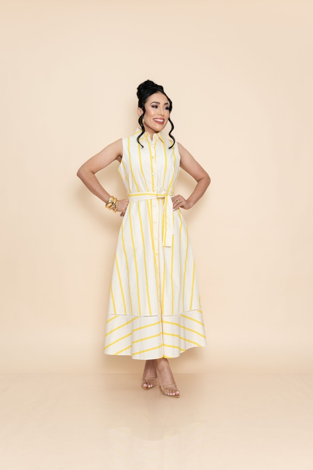 Vestido Amarillo P07502 - Imagen 4