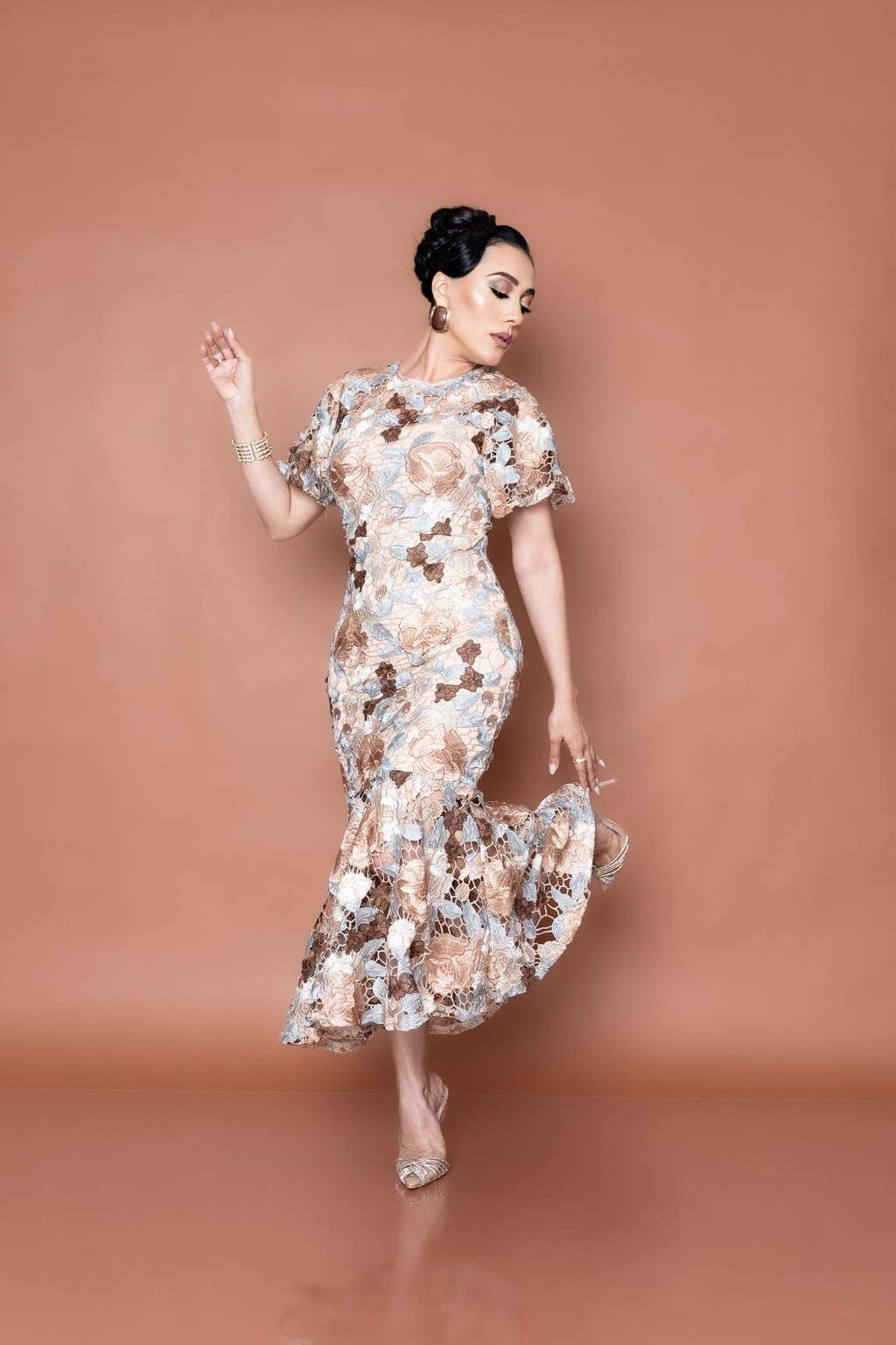 Vestido Taupe Multi P07611