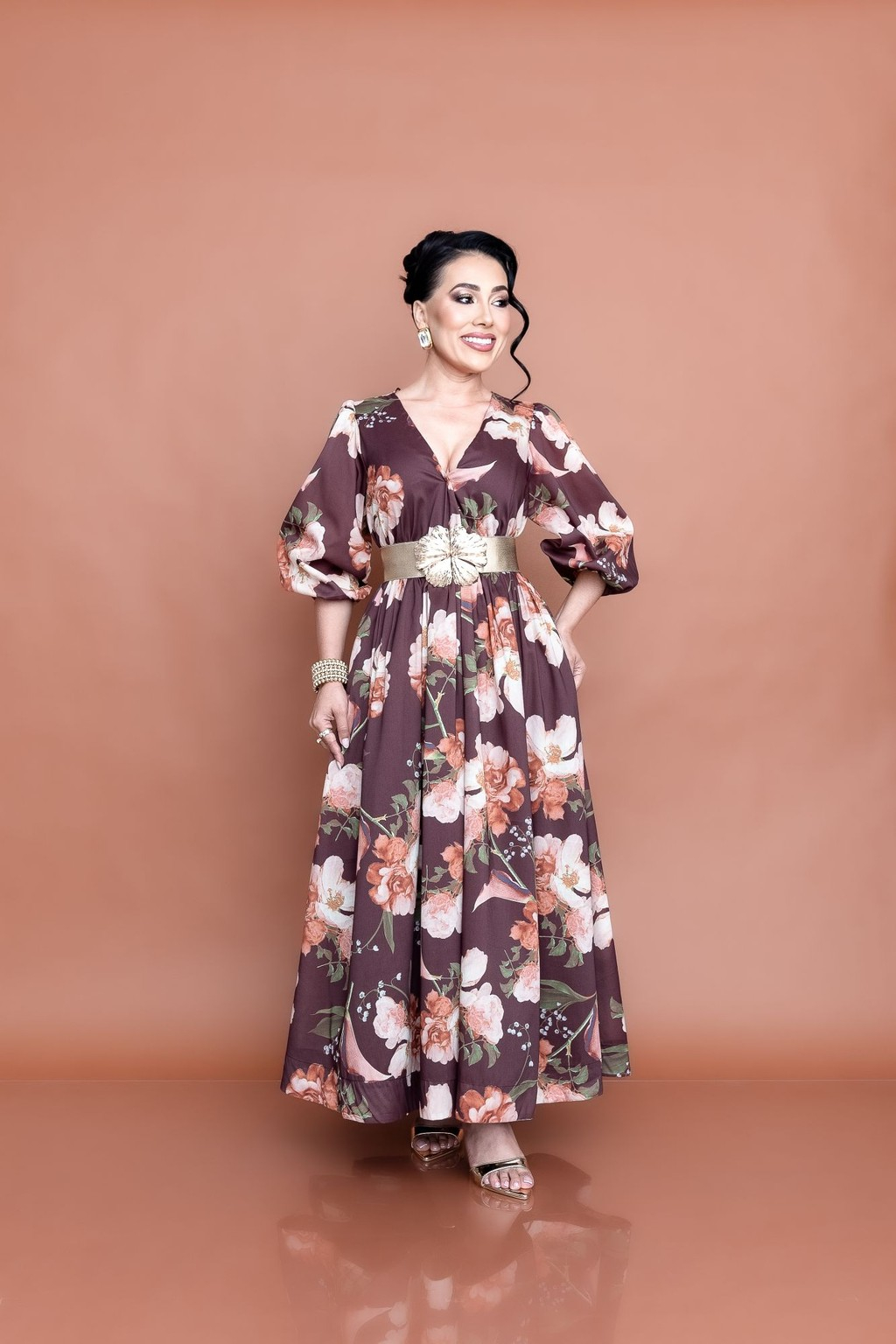 Vestido Floral Brown P07556