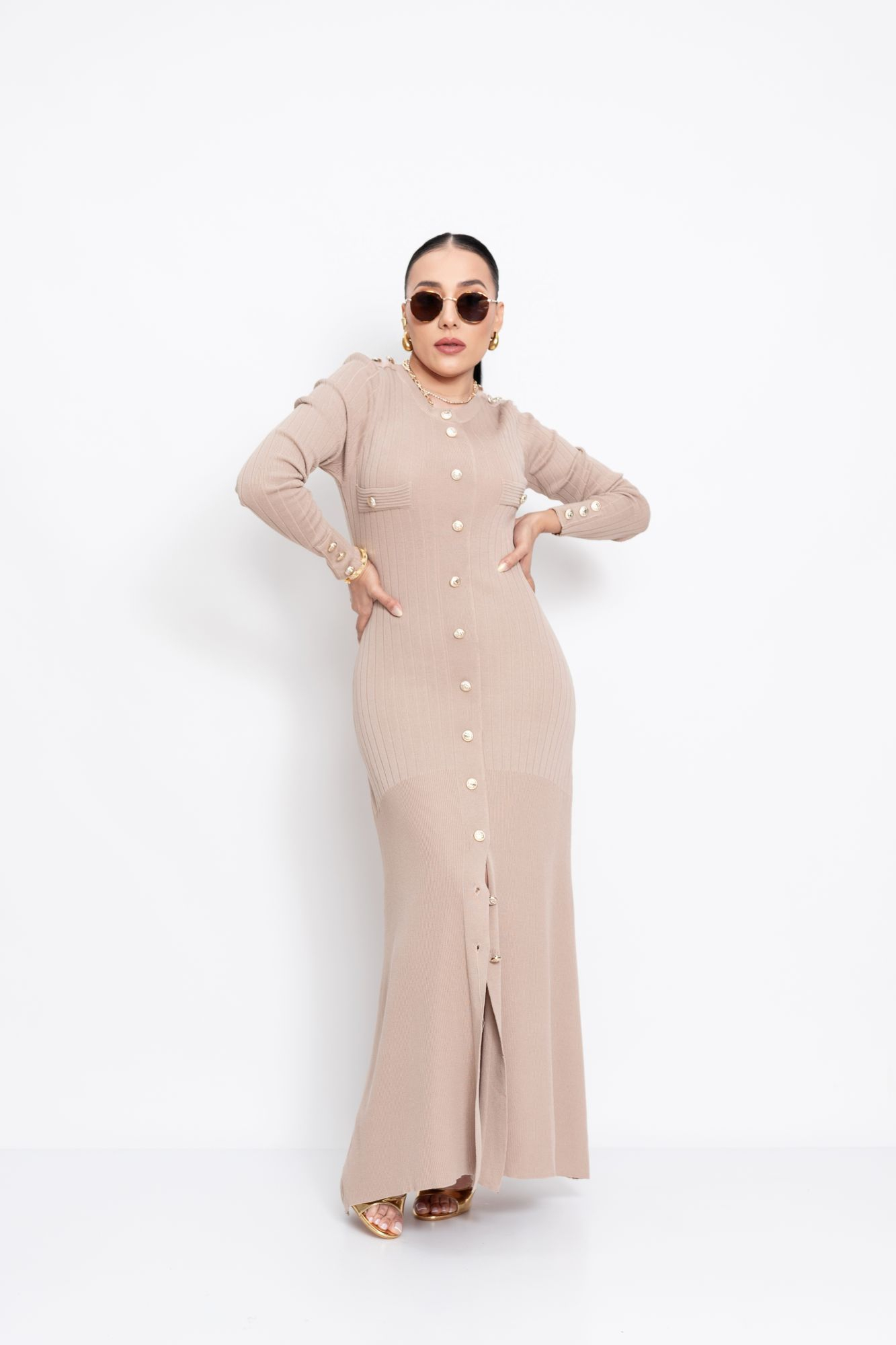 VESTIDO BEIGE P07408