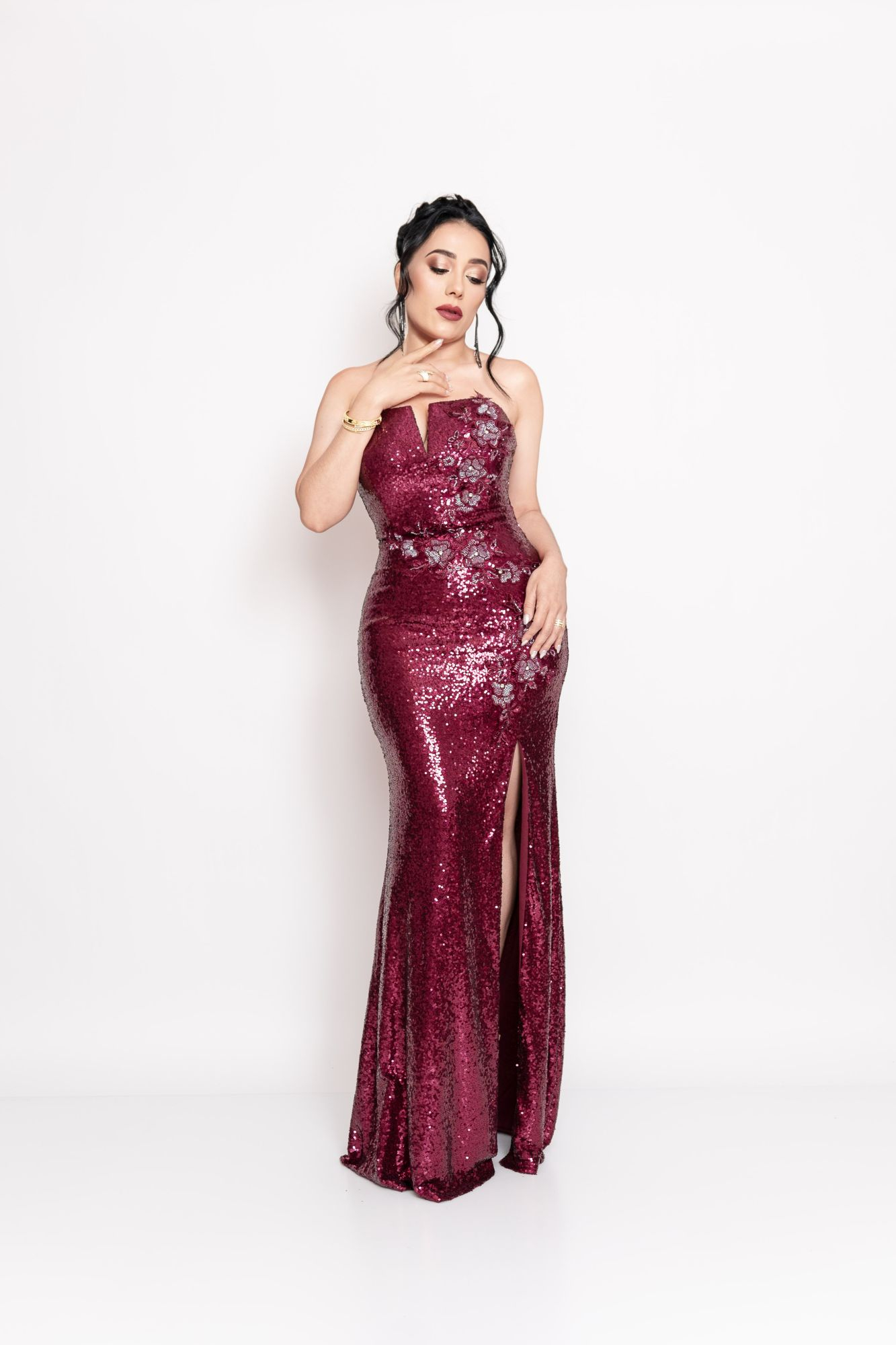 VESTIDO MAROON P07456