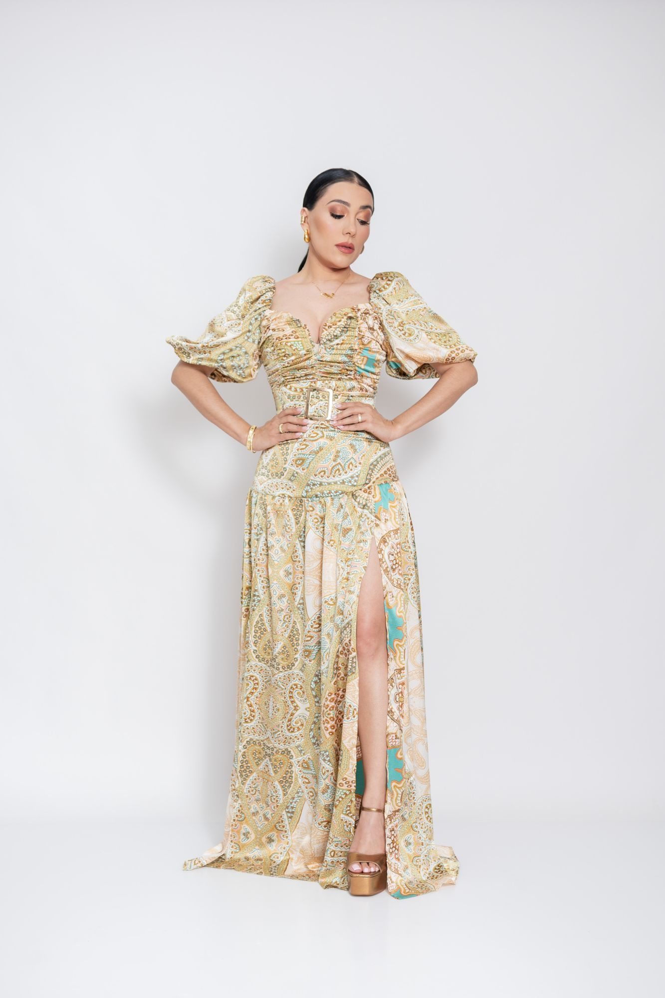 MAXI VESTIDO BEIGE MULTI P06748