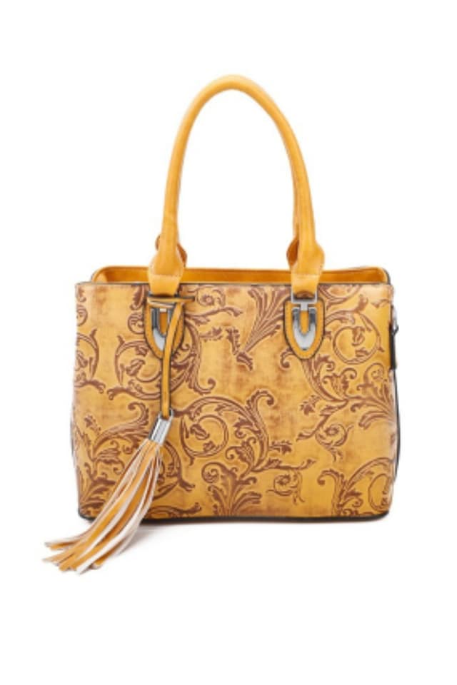 BOLSO MUJER AMARILLO CON TEXTURA